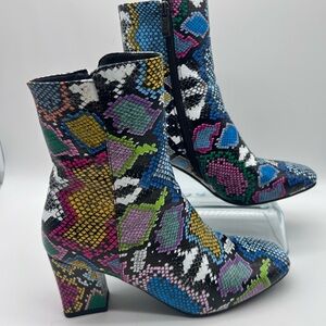 Colorful snake skin pattern Ankle Boots